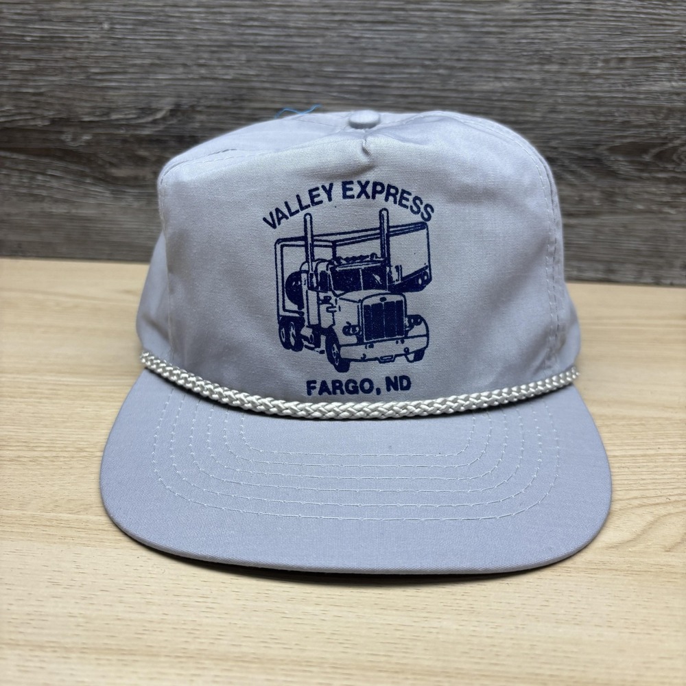 Vintage Valley Express Hat Strap Back Gray Trucker Rope Mens Fargo North Dakota